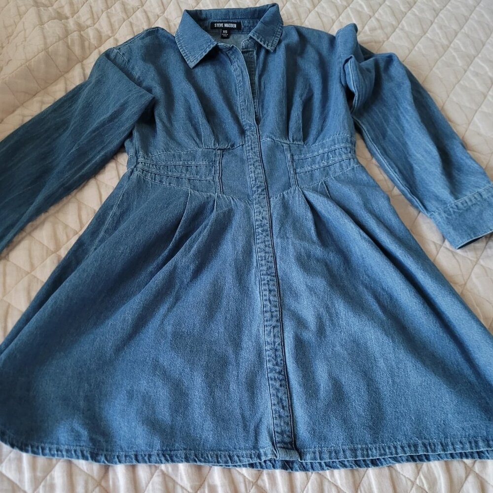 Steve Madden mini long-sleeve jean dress size XS.